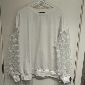 SHEIN Sheer Butterfly Decal Long Sleeve Shirt